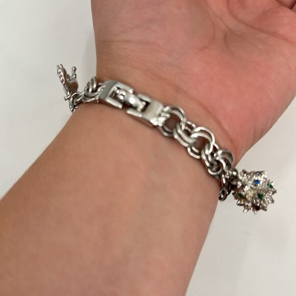 Monet silver tone charm bracelet - Picture 2 of 10